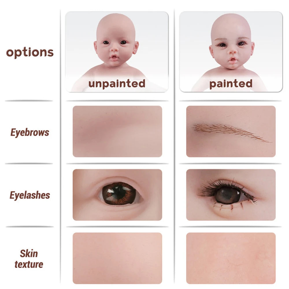 17Inch Soft Lifelike Silicone Reborn Baby Girl Dolls Realistic Skin