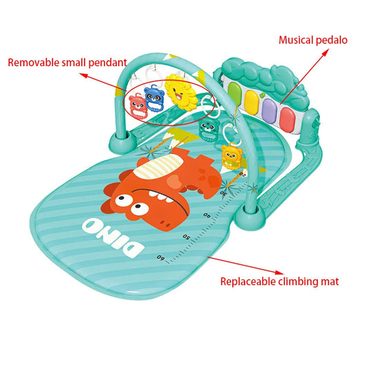 Baby Musical Play Mat with Piano & Hanging Toys (0–12M)
