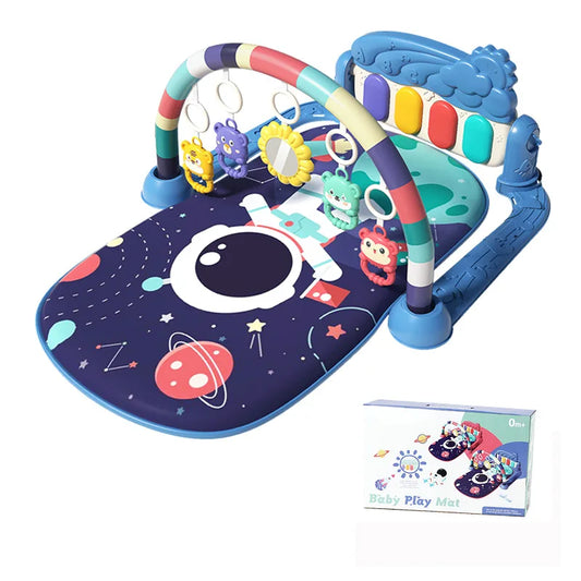Baby Musical Play Mat with Piano & Hanging Toys (0–12M)