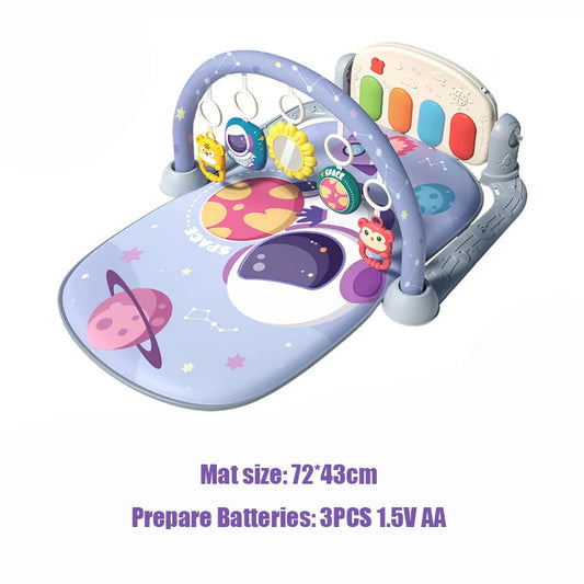 Baby Musical Play Mat with Piano & Hanging Toys (0–12M)