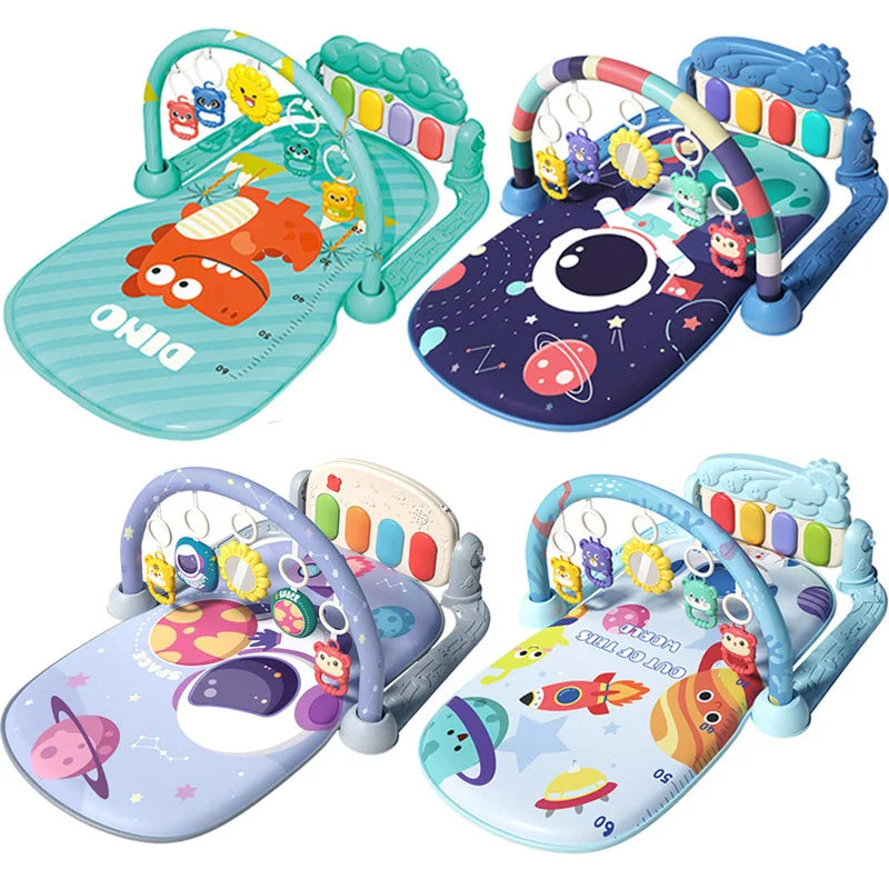 Baby Musical Play Mat with Piano & Hanging Toys (0–12M)