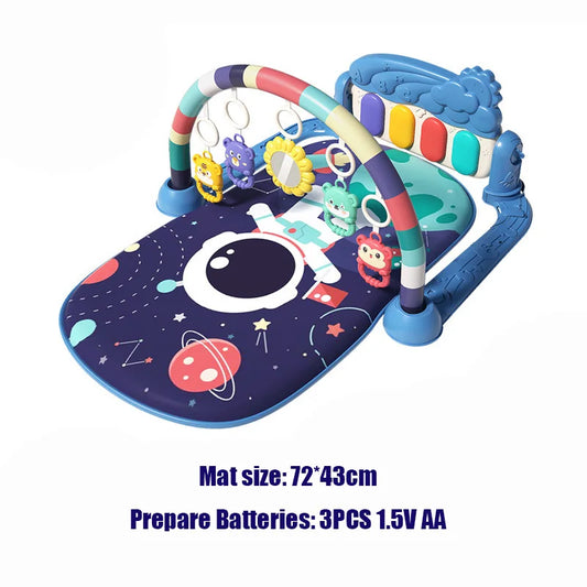 Baby Musical Play Mat with Piano & Hanging Toys (0–12M)