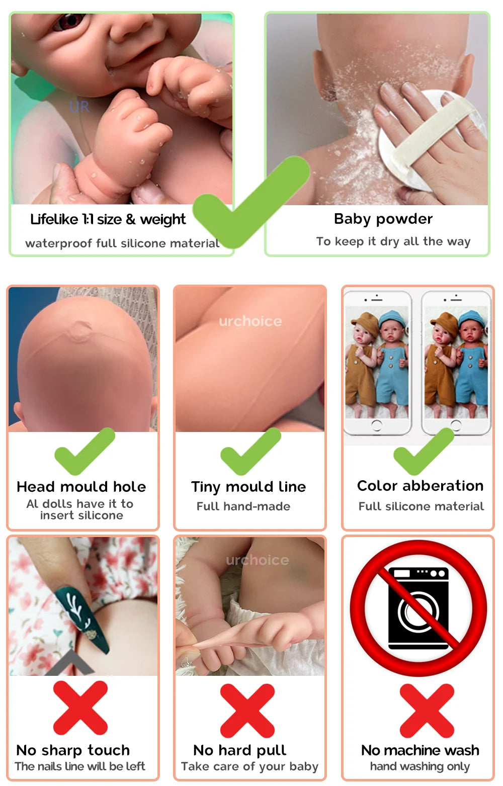 17Inch Soft Lifelike Silicone Reborn Baby Girl Dolls Realistic Skin