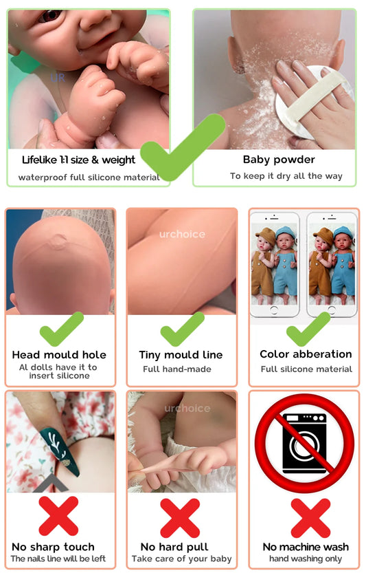 17Inch Soft Lifelike Silicone Reborn Baby Girl Dolls Realistic Skin