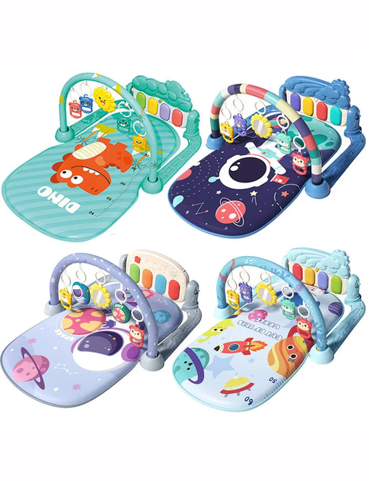 Baby Musical Play Mat with Piano & Hanging Toys (0–12M)