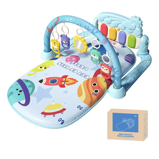 Baby Musical Play Mat with Piano & Hanging Toys (0–12M)