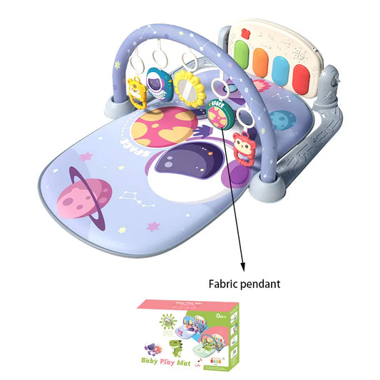 Baby Musical Play Mat with Piano & Hanging Toys (0–12M)