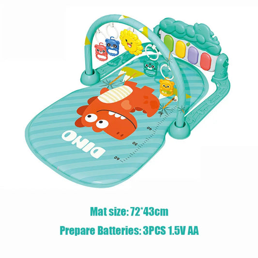 Baby Musical Play Mat with Piano & Hanging Toys (0–12M)