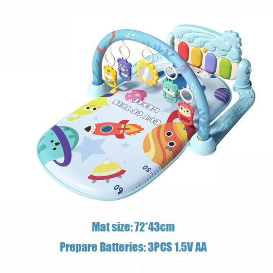 Baby Musical Play Mat with Piano & Hanging Toys (0–12M)